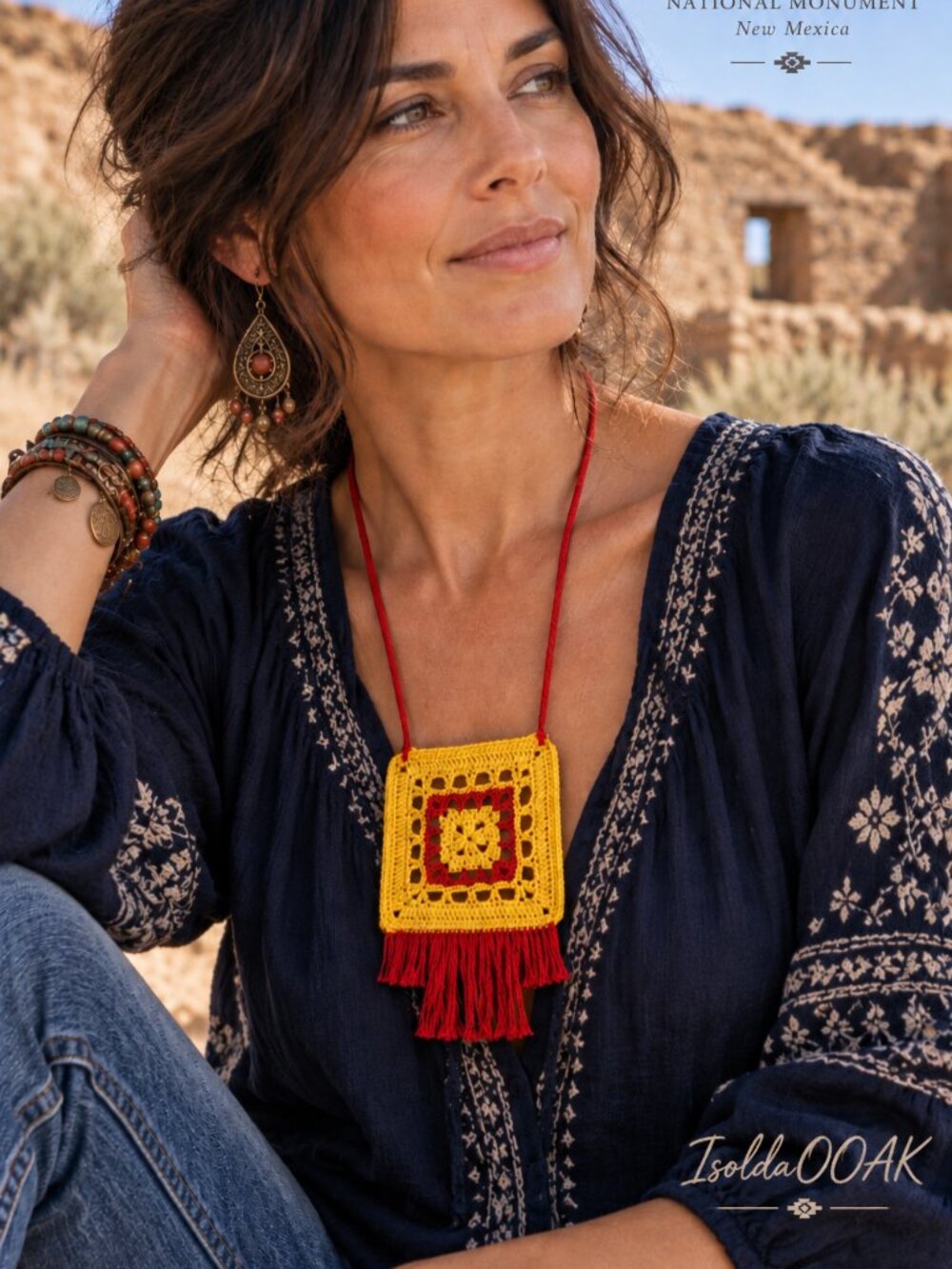 ZIA – Handmade Crochet Necklace | New Mexico Inspired